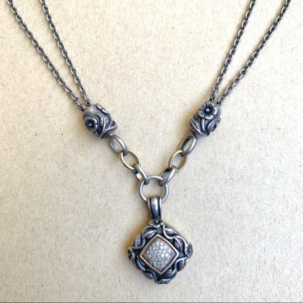 Vintage Town & Country Diamond Sterling Silver 14k Necklace